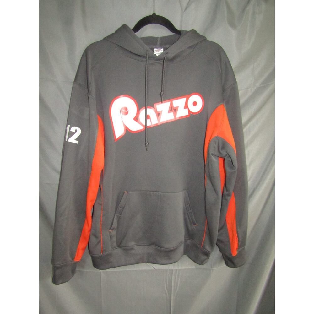 Badger Sport‎ Razzo #12 Hoodie Men's Large Gray & Orange Athletic Sweatshirt